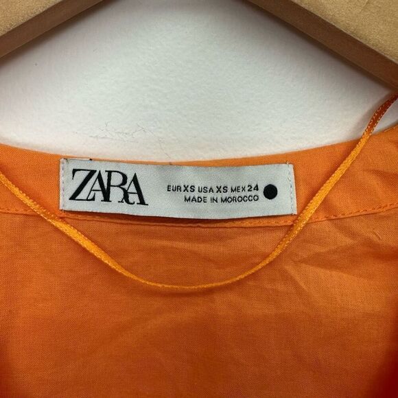 Zara Women’s Blogger Favorite Orange Embroidered Eyelet Puff Sleeve Maxi Dress - Picture 5 of 14